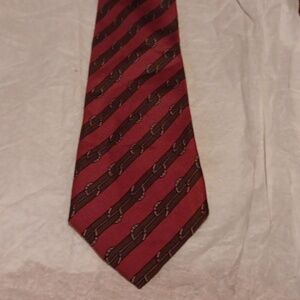 VINTAGE HERMES BURGUNDY & GREY HORSESHOE SILK TIE